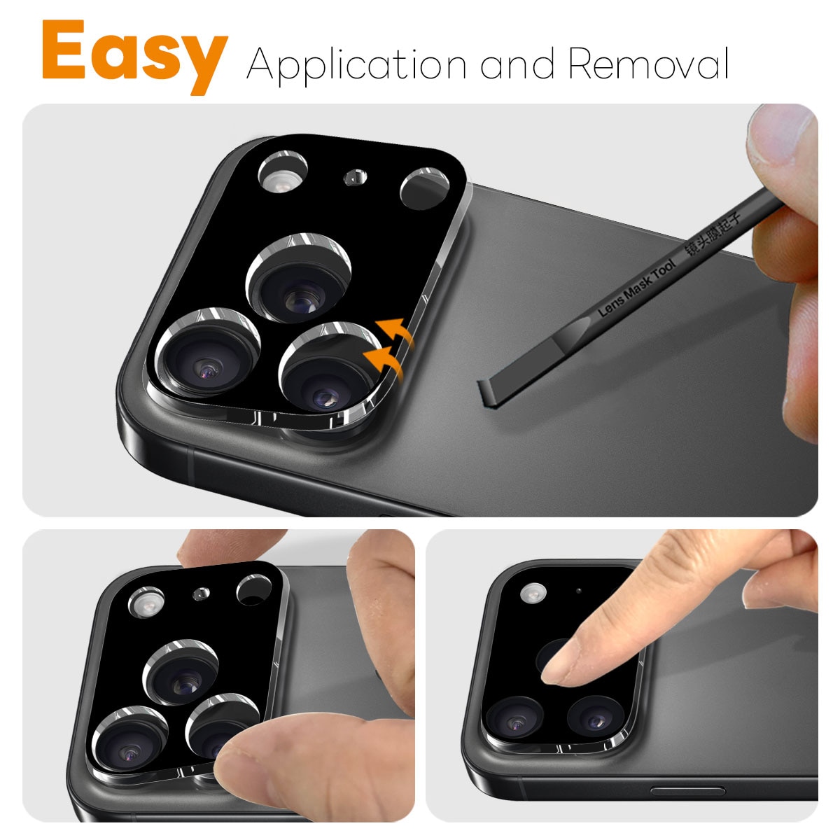 Cubre objetivo de cristal templado iPhone 17 Pro Max (2 piezas) Negro
