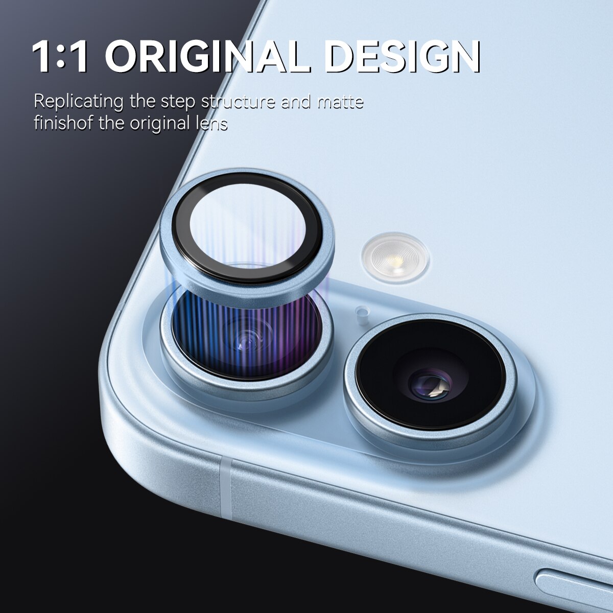 Cubre objetivo de cristal templado aluminio iPhone 17 Azul