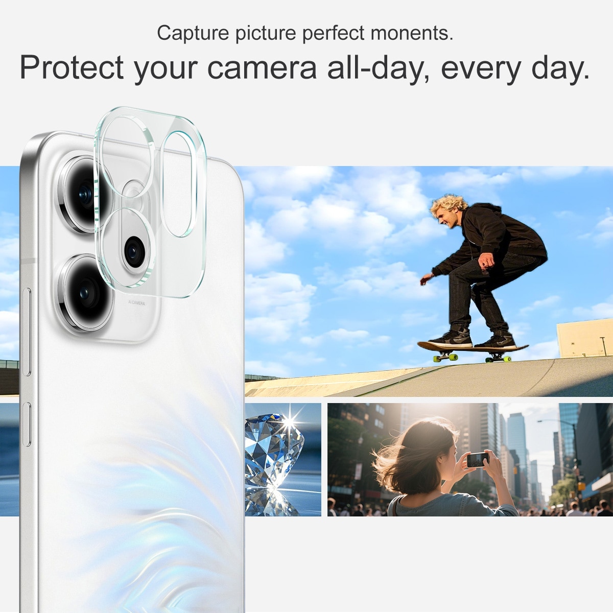 Cubre objetivo de cristal templado de 0,2mm Oppo Reno 14 F Transparente