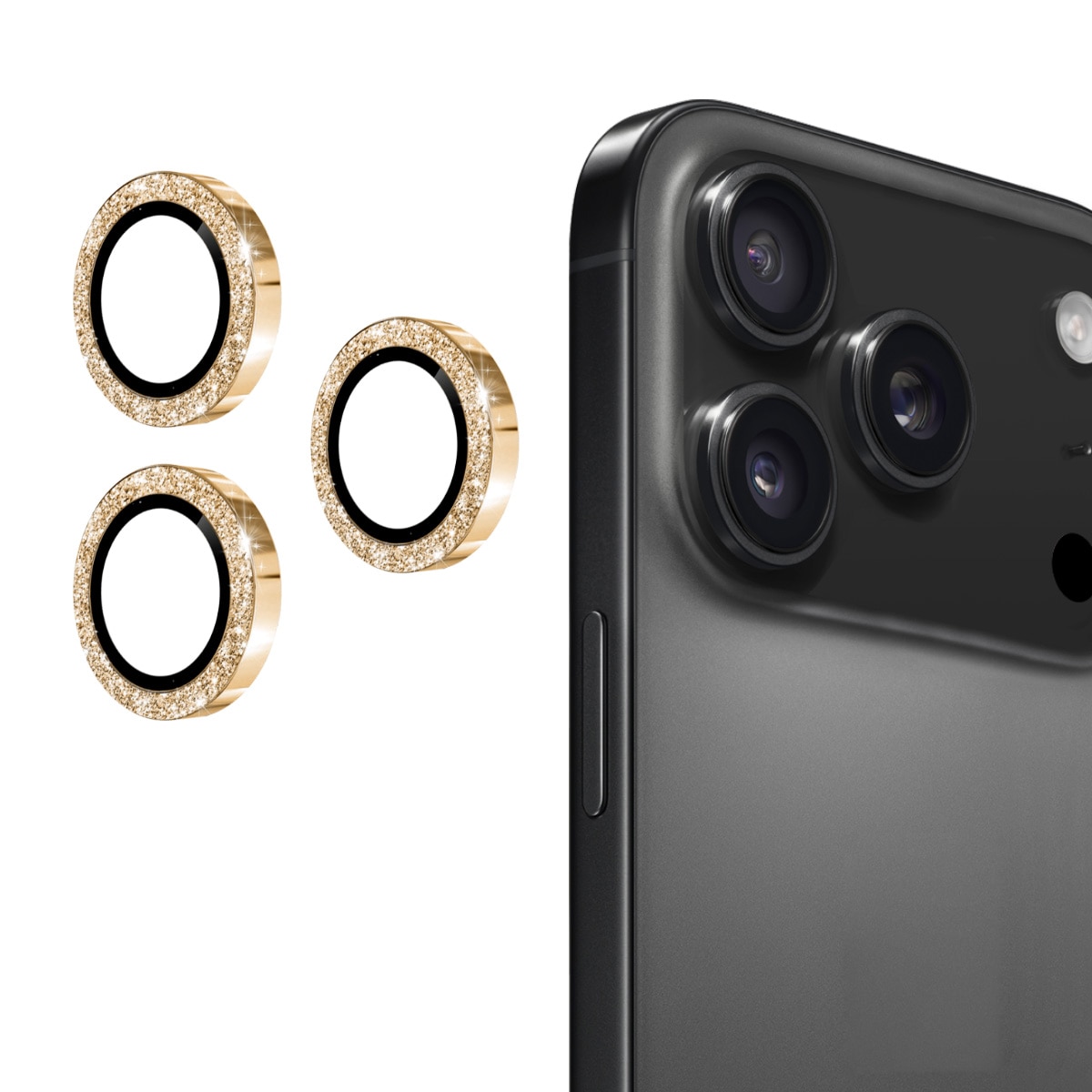 Cubre objetivo de cristal templado aluminio brillantina iPhone 17 Pro Oro