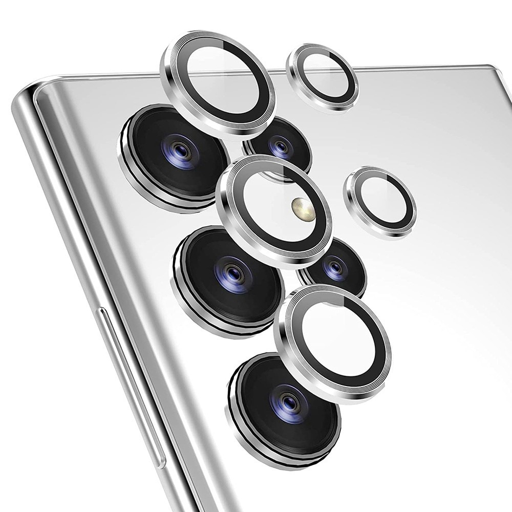 Cubre objetivo de cristal templado aluminio Samsung Galaxy S23 Ultra plata