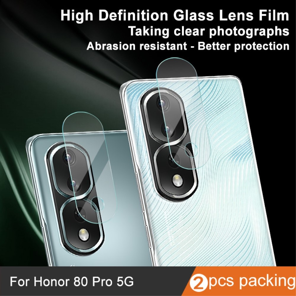 Cubre objetivo de cristal templado de 0,2mm (2 piezas) Honor 80 Pro transparente