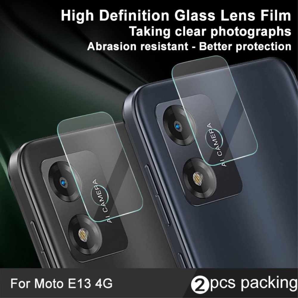 Cubre objetivo de cristal templado de 0,2mm (2 piezas) Motorola Moto E13 transparente