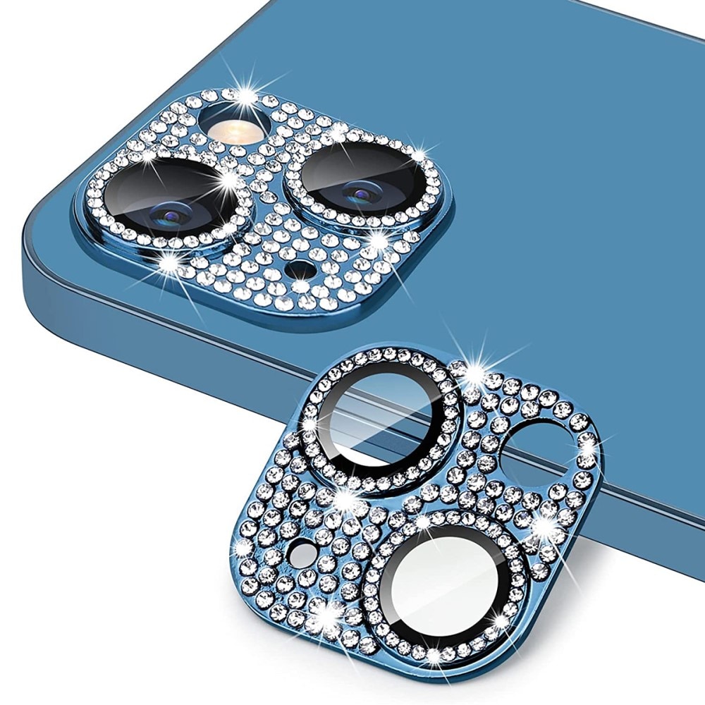Protector Cámara Cristal Templado Aluminio Brillantina iPhone 13 Mini azul