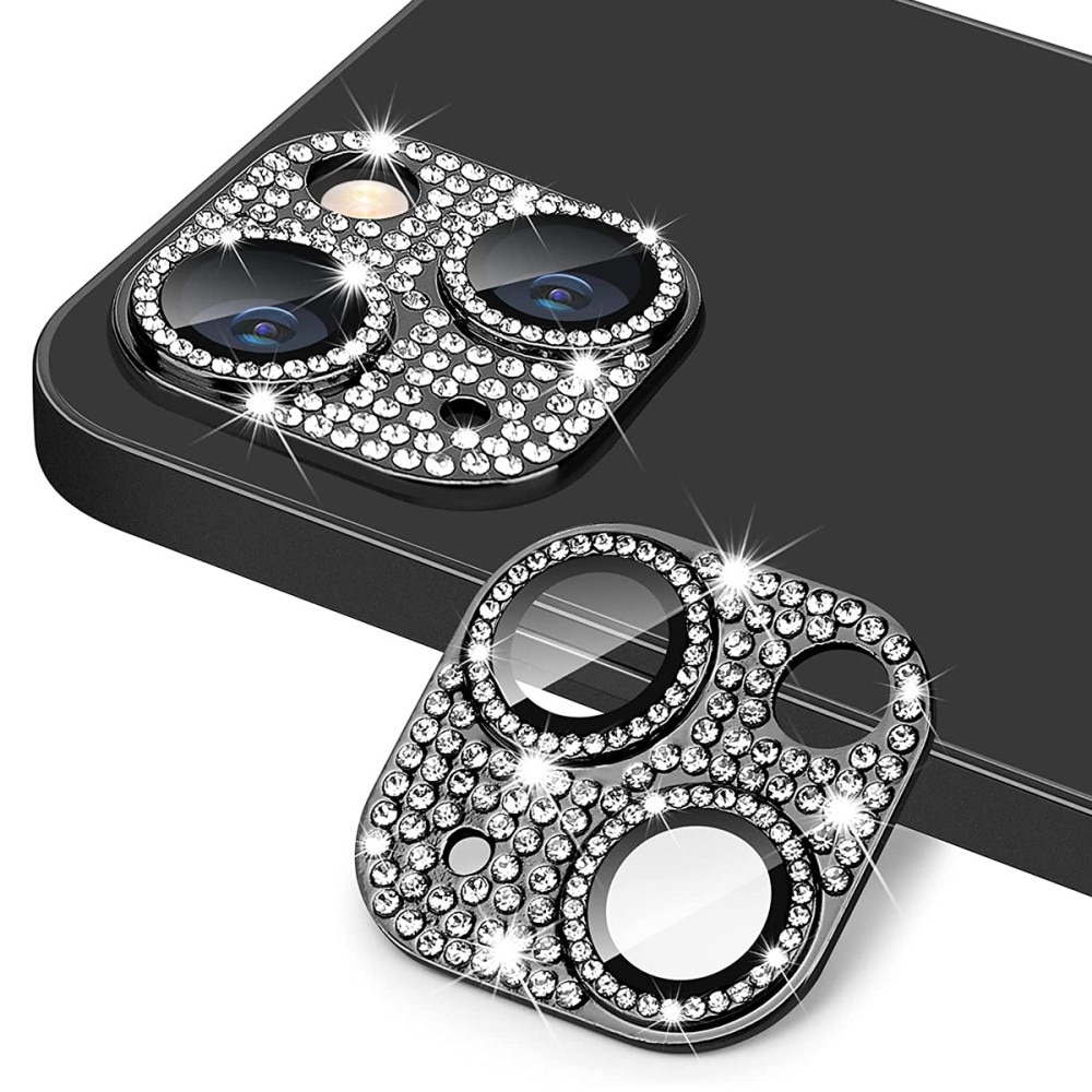 Protector Cámara Cristal Templado Aluminio Brillantina iPhone 13 Mini negro