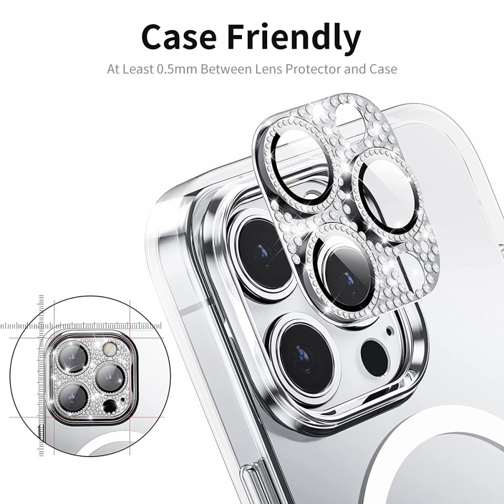 Protector Cámara Cristal Templado Aluminio Brillantina iPhone 13 Pro plata