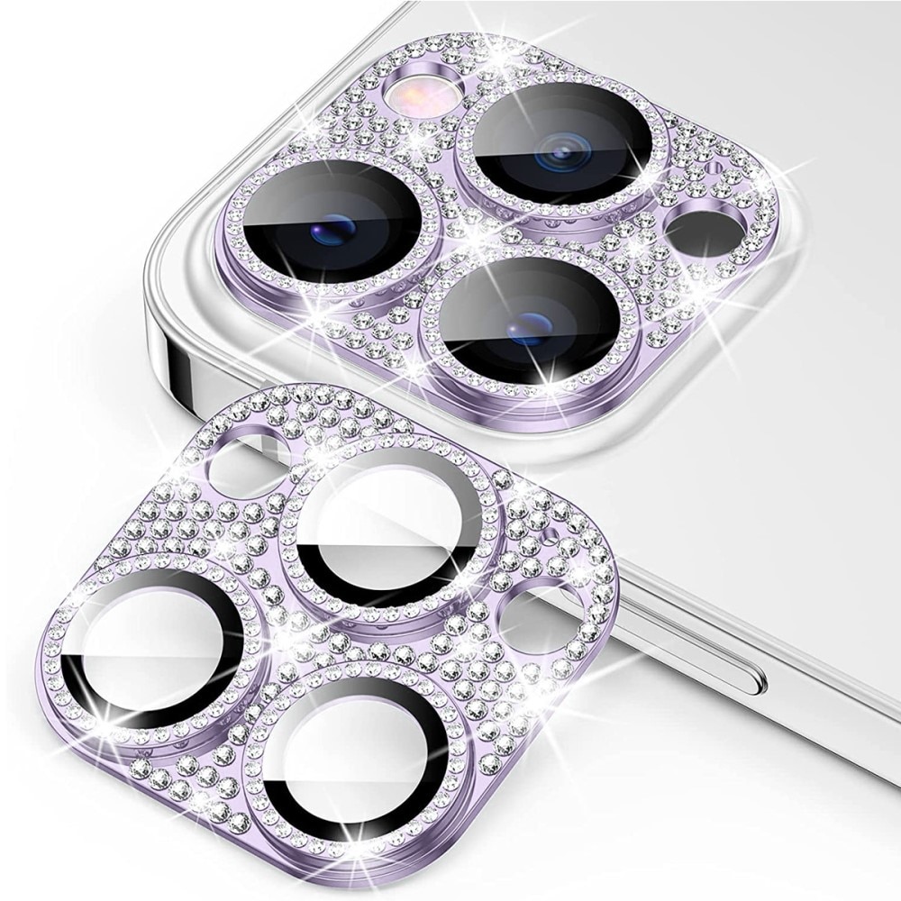 Protector Cámara Cristal Templado Aluminio Brillantina iPhone 12 Pro Max violeta