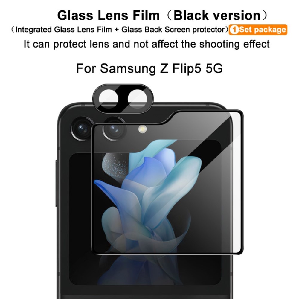 Protector Pantalla Exterior y Cubre objetivo Samsung Galaxy Z Flip 5 negro
