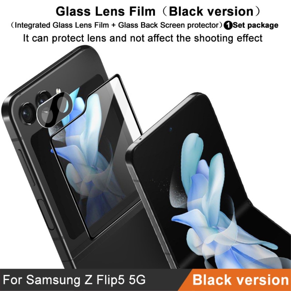 Protector Pantalla Exterior y Cubre objetivo Samsung Galaxy Z Flip 5 negro