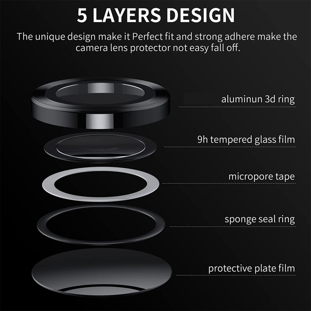 Cubre objetivo de cristal templado aluminio Samsung Galaxy Z Flip 5 negro