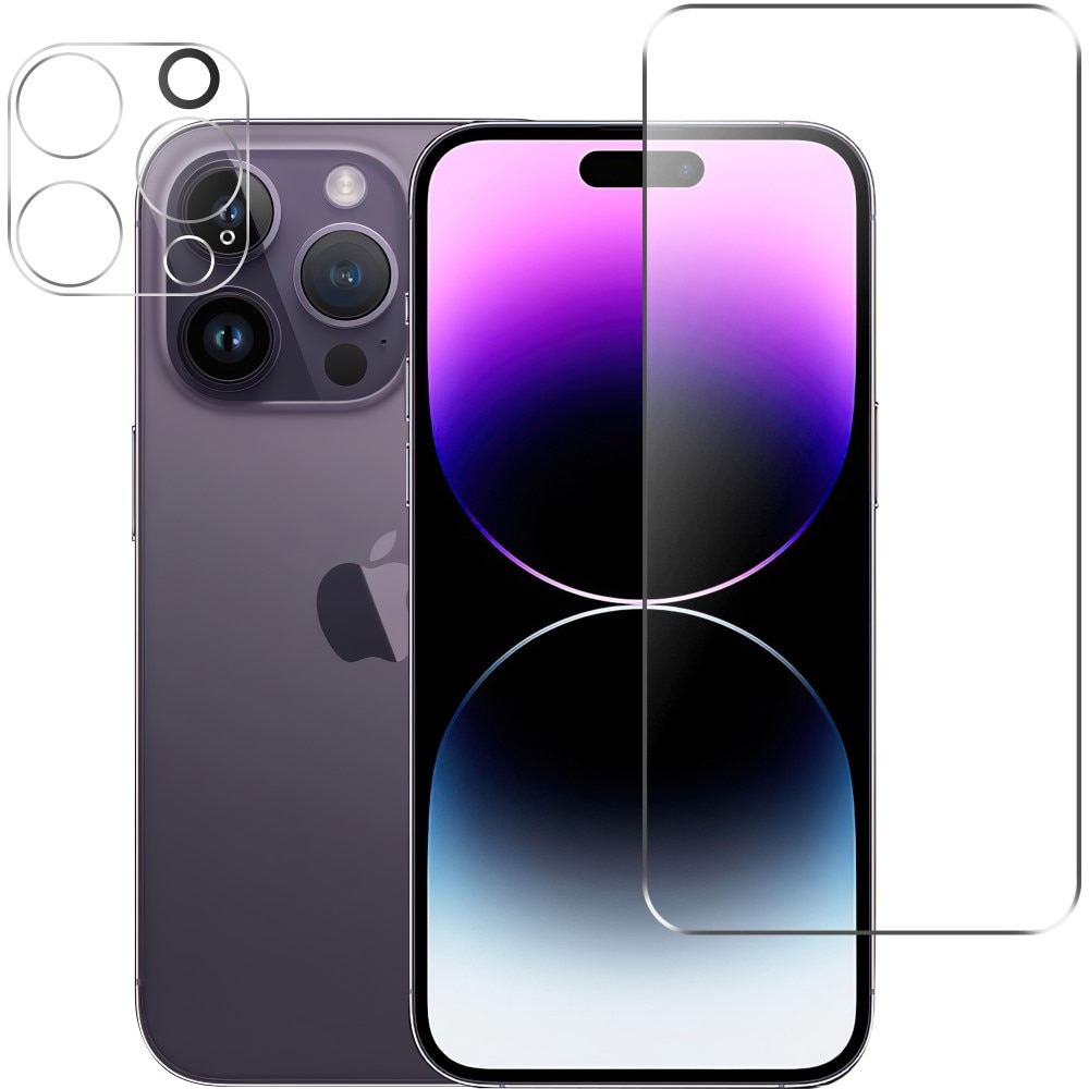 Protector de cámara y pantalla de cristal templado iPhone 15 Pro Max Transparente
