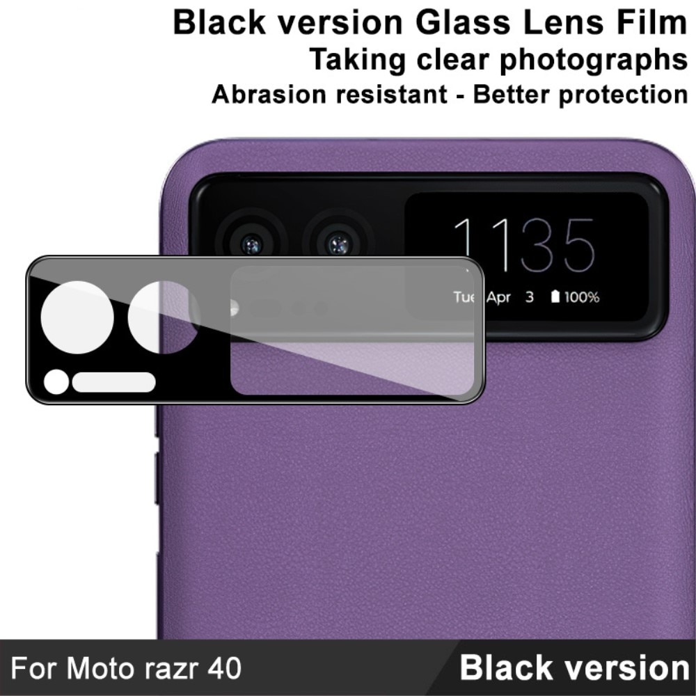 Cubre objetivo de cristal templado de 0,2mm Motorola Razr 40 negro