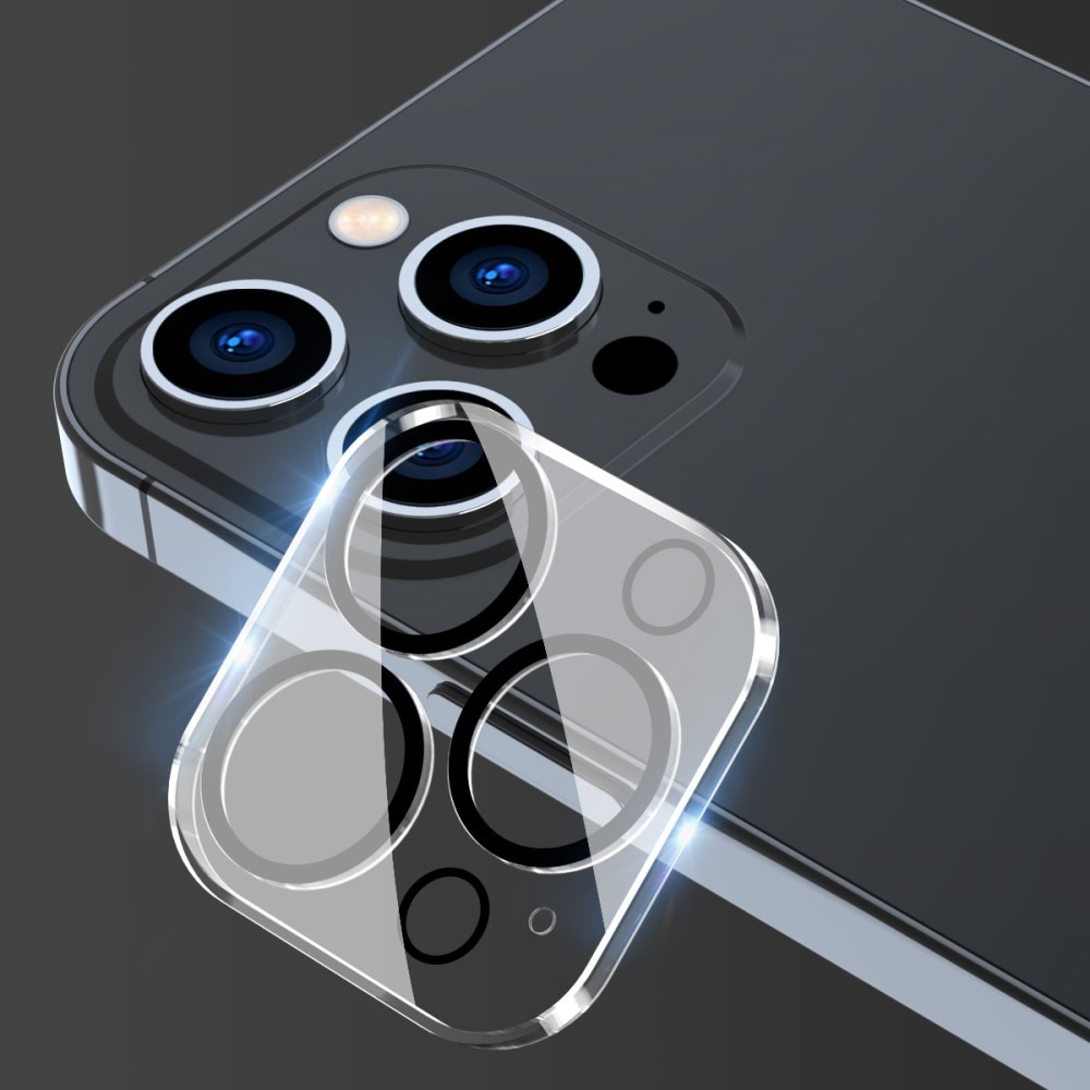 Cubre objetivo de cristal templado aluminio iPhone 15 Pro Transparente