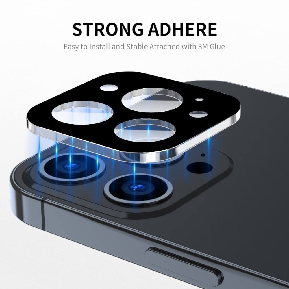 Cubre objetivo de cristal templado aluminio iPhone 15 Pro Max, negro