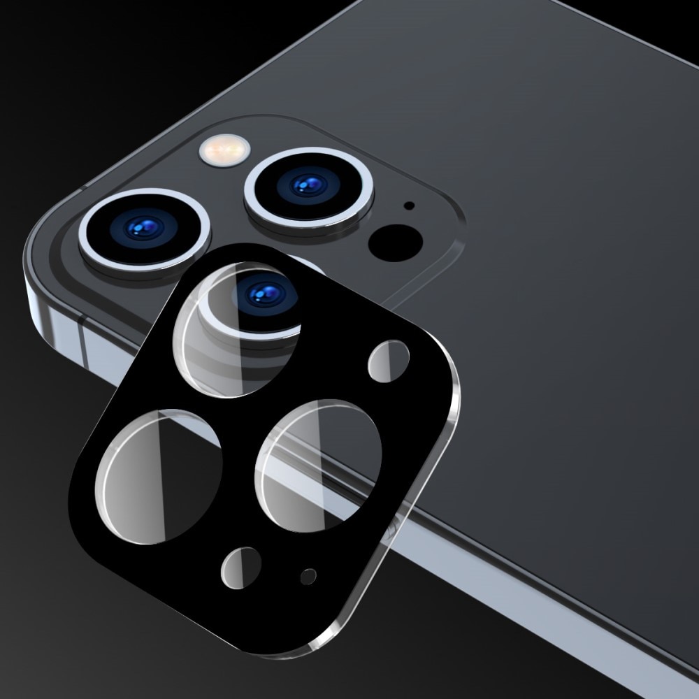 Cubre objetivo de cristal templado aluminio iPhone 15 Pro, negro