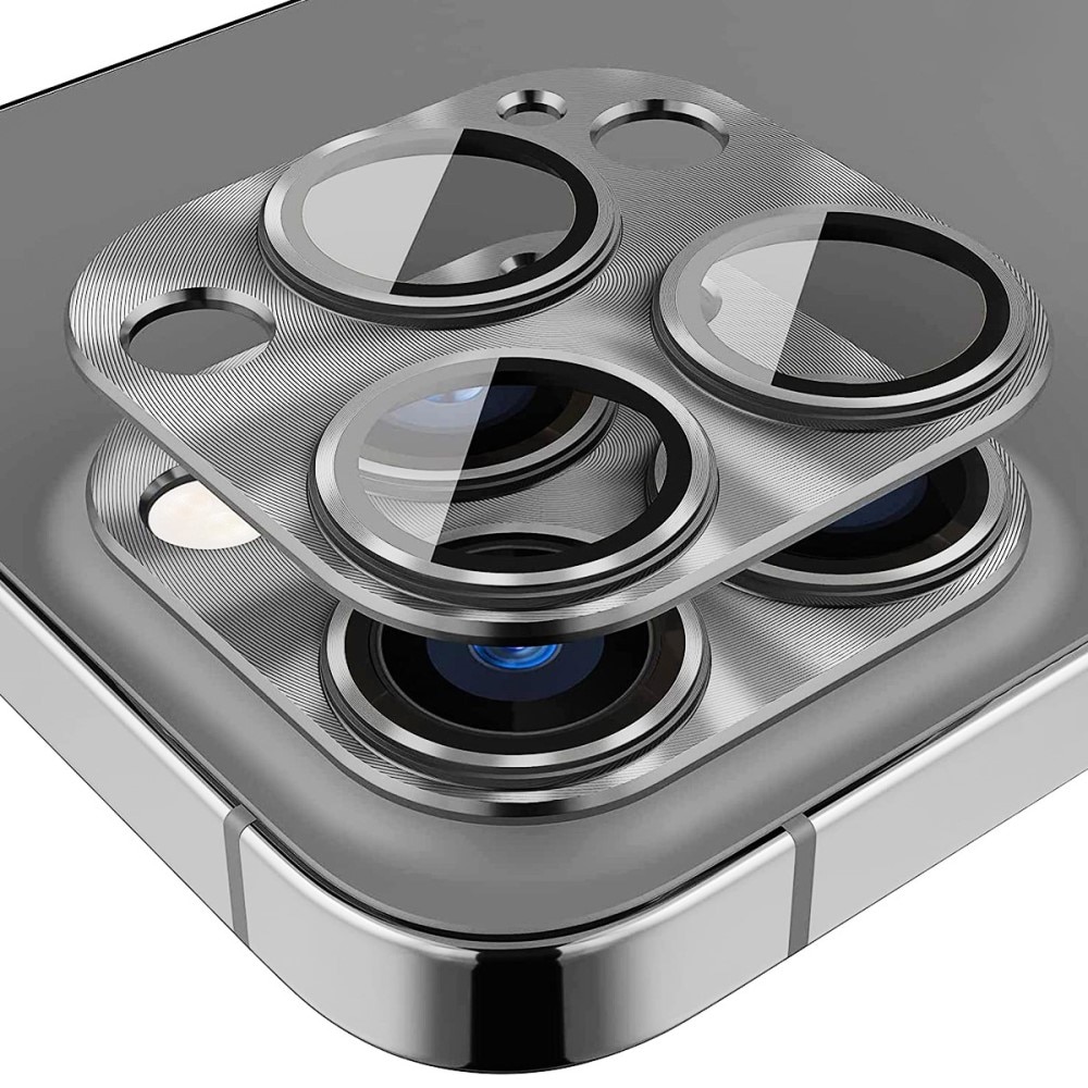 Protector Cámara Cristal Templado Aluminio iPhone 15 Pro Max gris