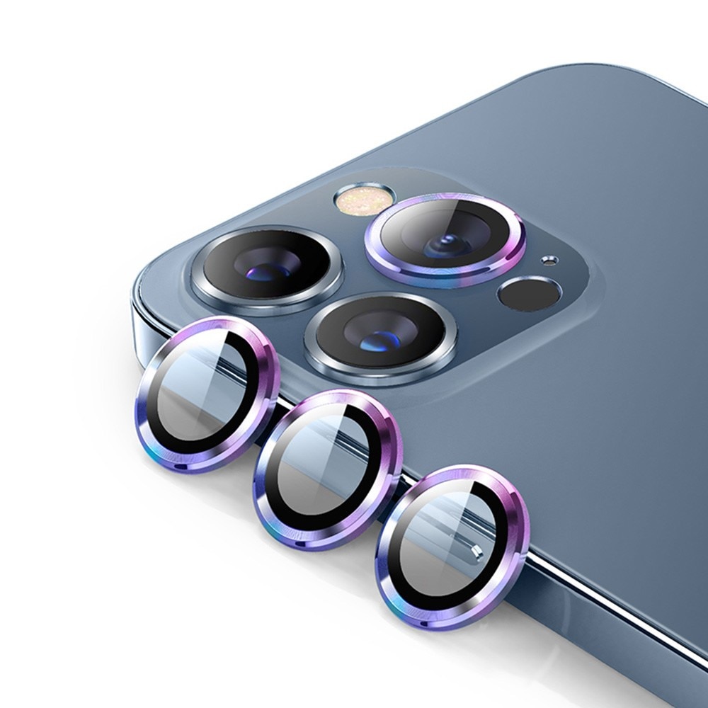 Cubre objetivo de cristal templado aluminio iPhone 15 Pro Max Arcoíris
