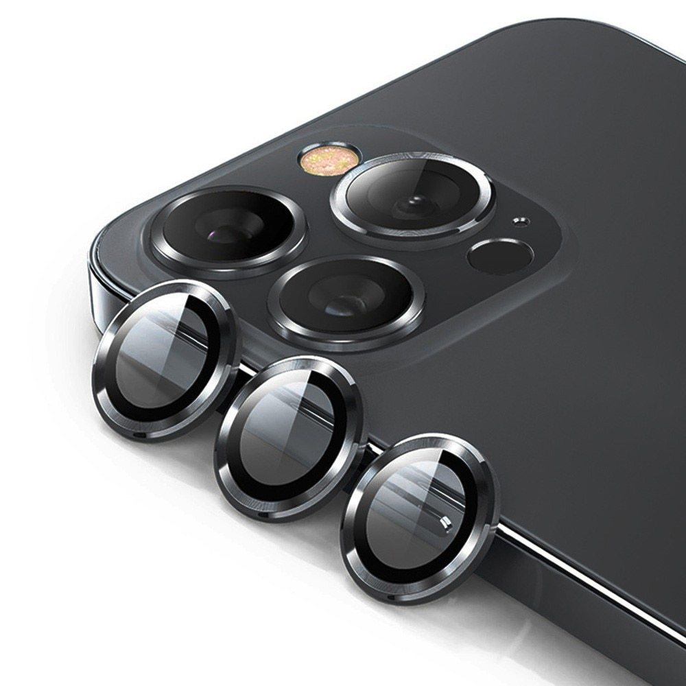 Cubre objetivo de cristal templado aluminio iPhone 15 Pro Max negro