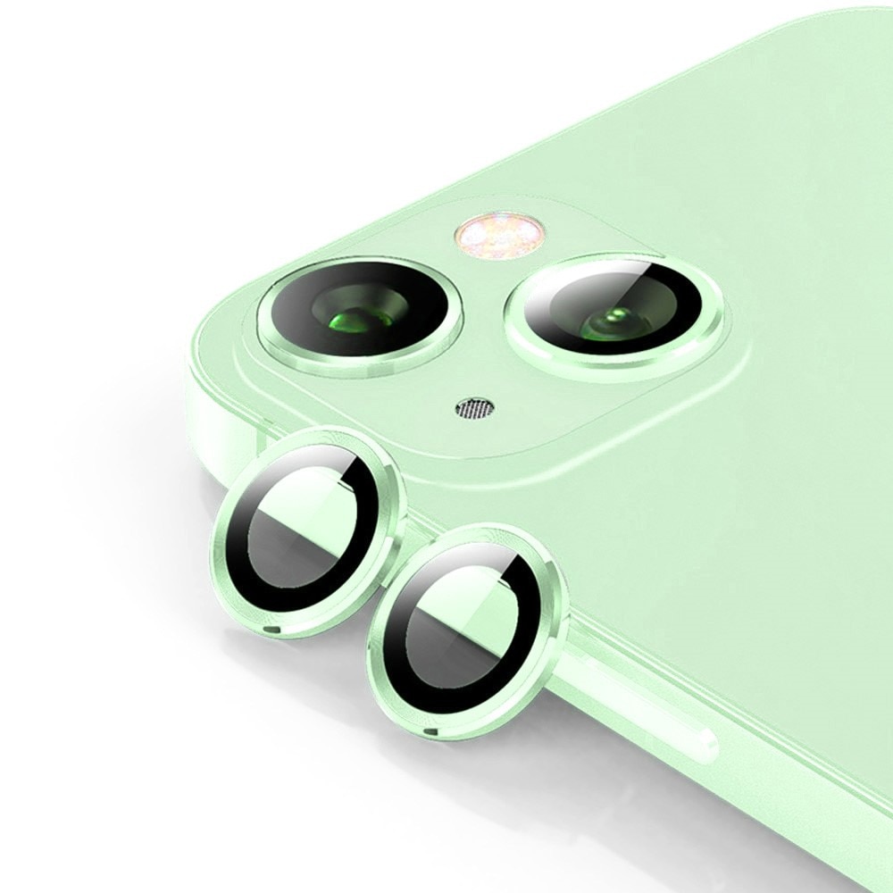 Cubre objetivo de cristal templado aluminio iPhone 15 Plus verde