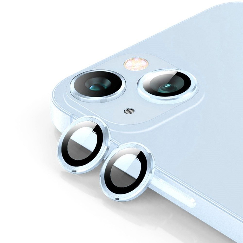 Cubre objetivo de cristal templado aluminio iPhone 15 azul