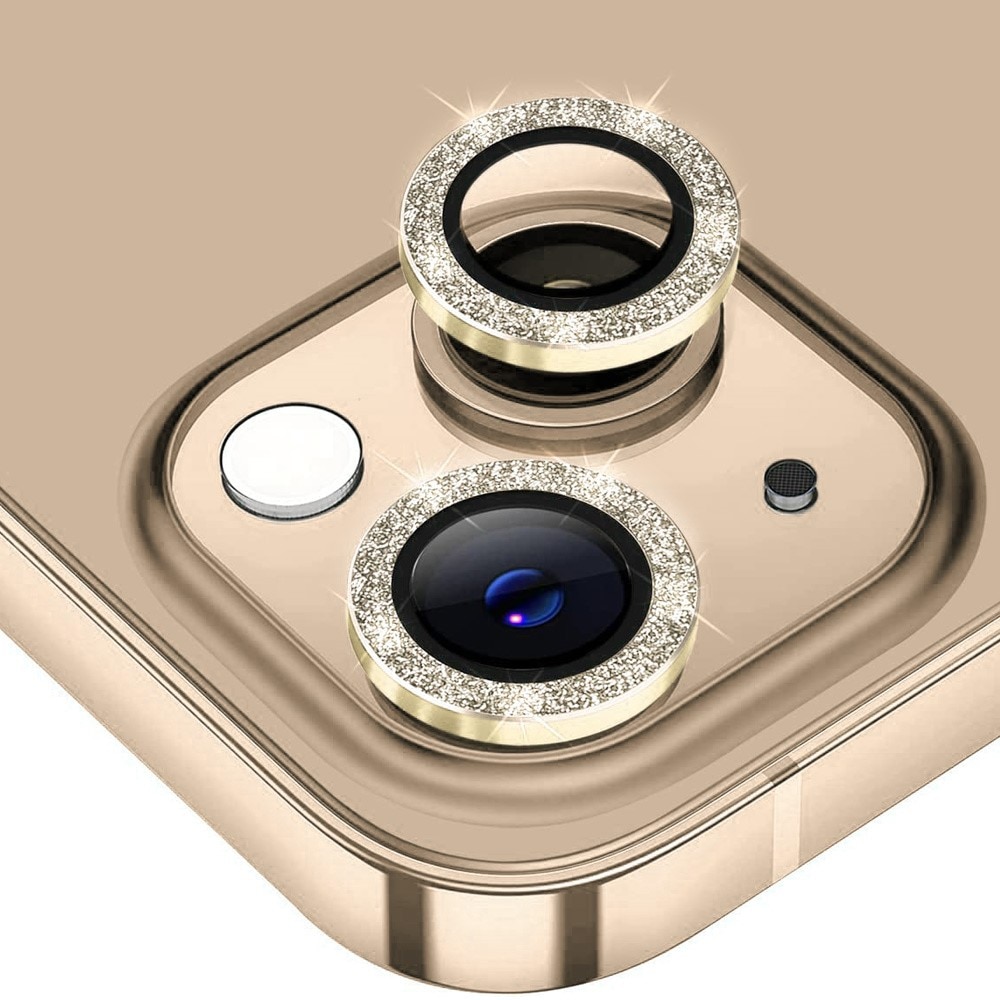 Cubre objetivo de cristal templado aluminio brillantina iPhone 15 oro
