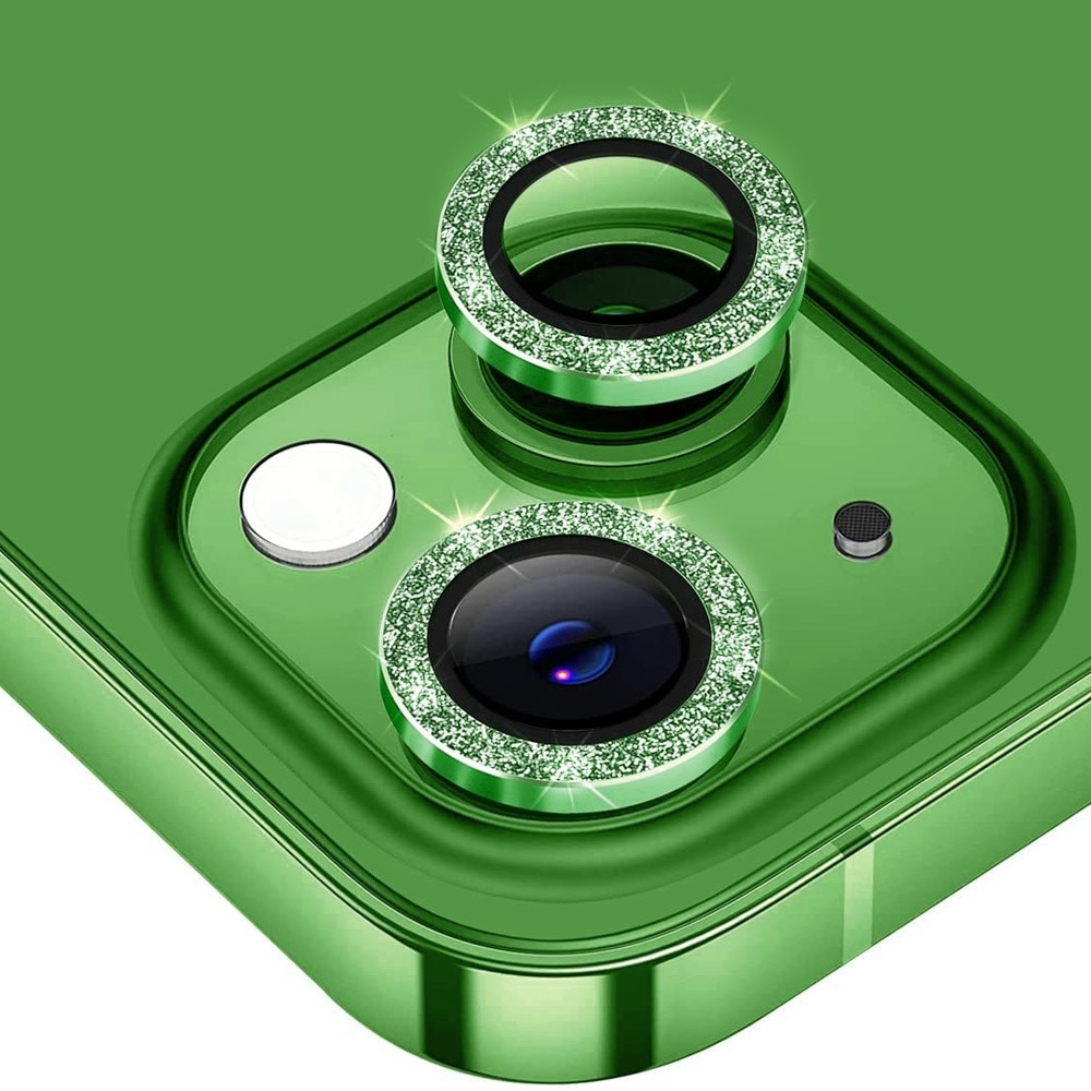 Cubre objetivo de cristal templado aluminio brillantina iPhone 15 verde