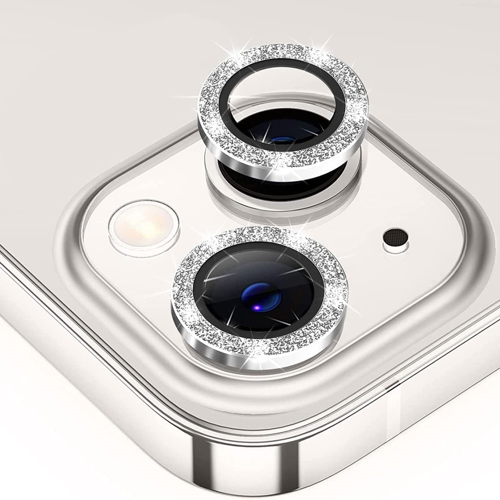 Cubre objetivo de cristal templado aluminio brillantina iPhone 15 Plus plata