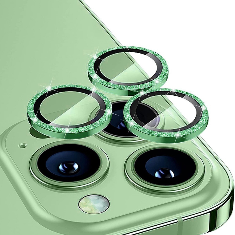 Cubre objetivo de cristal templado aluminio brillantina iPhone 15 Pro verde