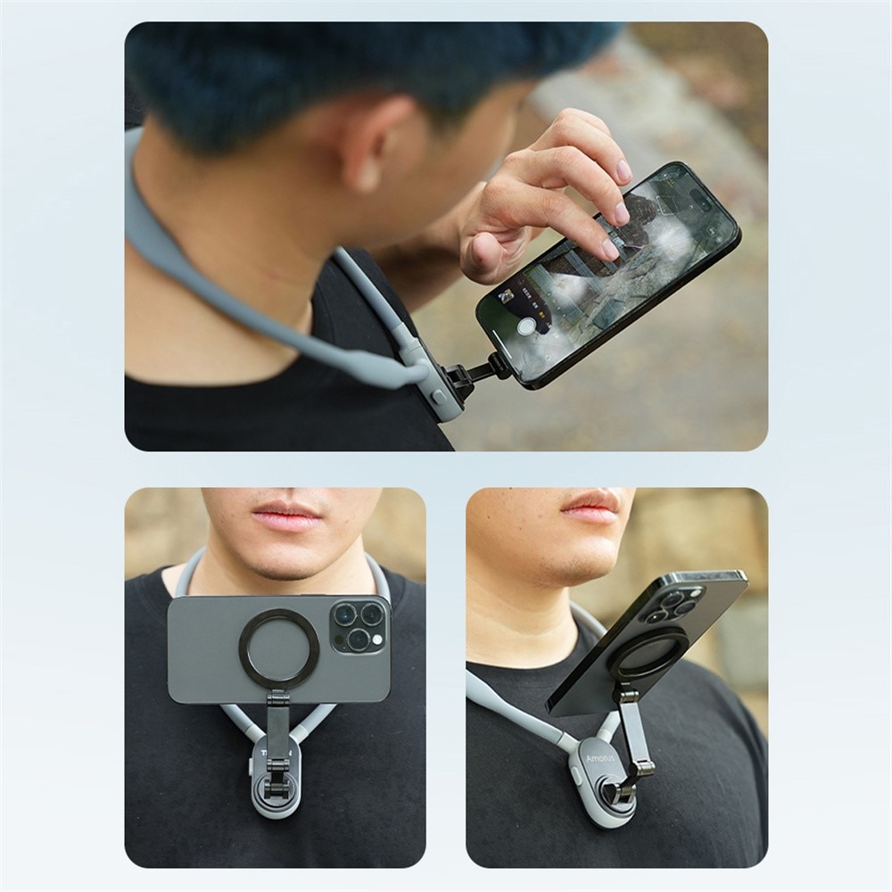 Soporte móvil Universal MagSafe con banda de nuca reforzada, gris