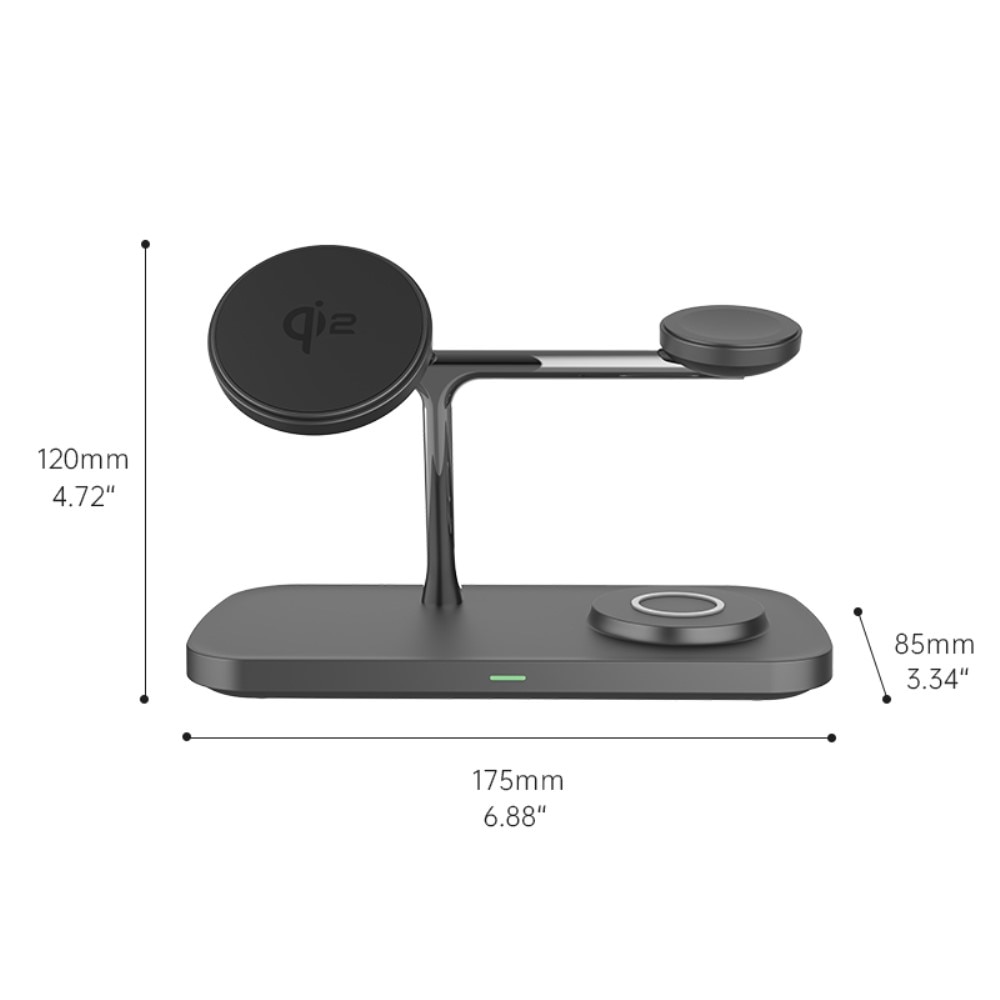 Apple iPhone 13 Pro Estación de Carga Inalámbrica 3-en-1 Qi2 MagSafe negro