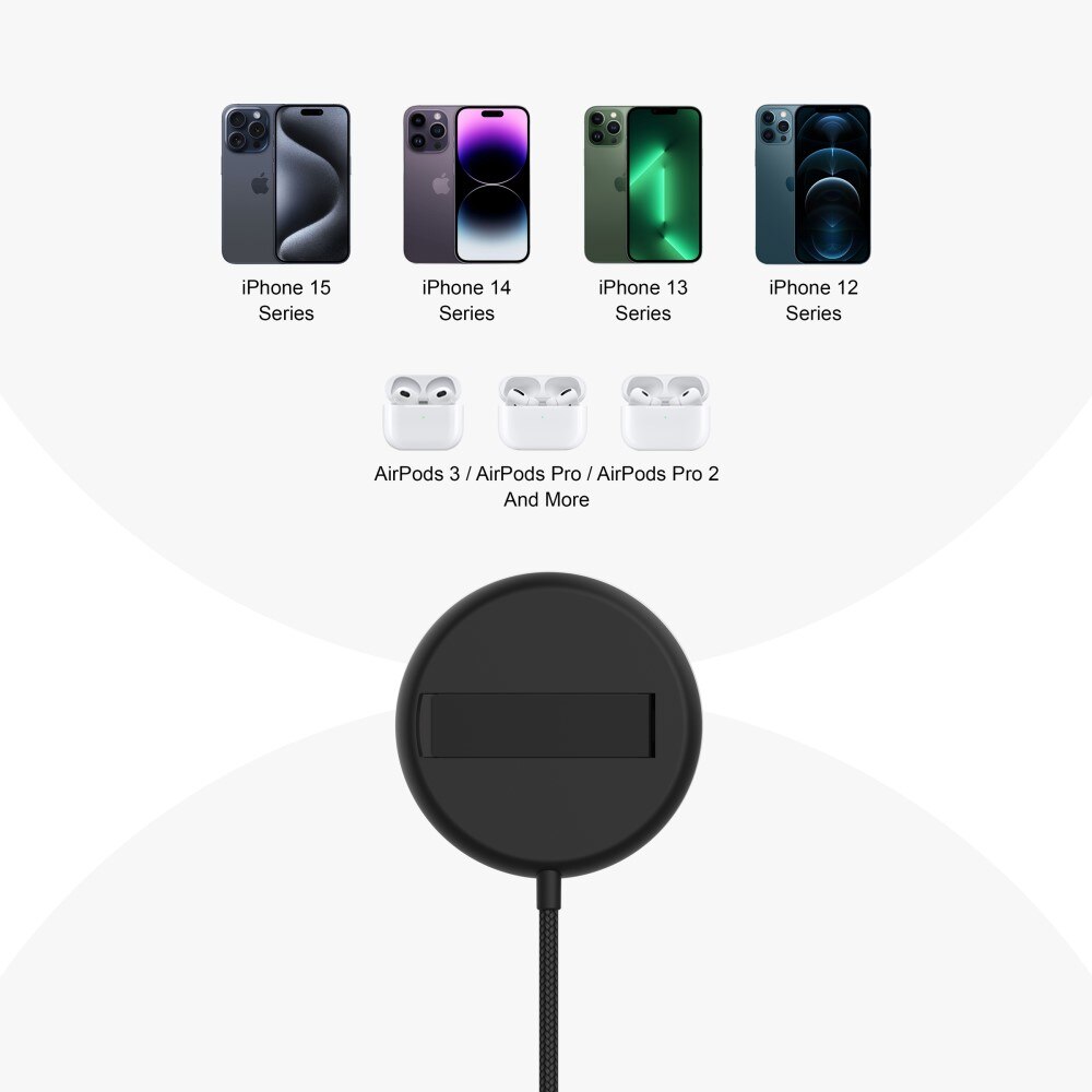 Qi2 15W MagSafe Cargador Inalámbrico con Soporte negro