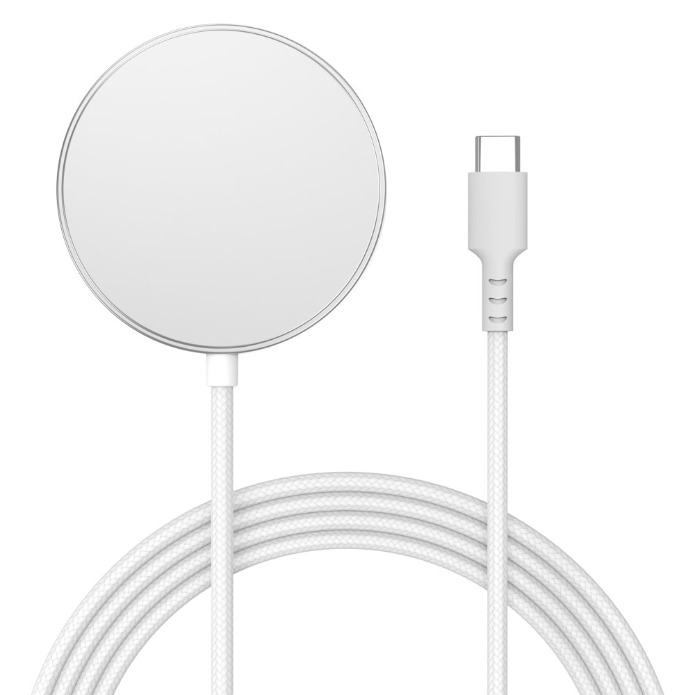 Apple iPhone 15 Qi2 15W MagSafe Cargador Inalámbrico blanco
