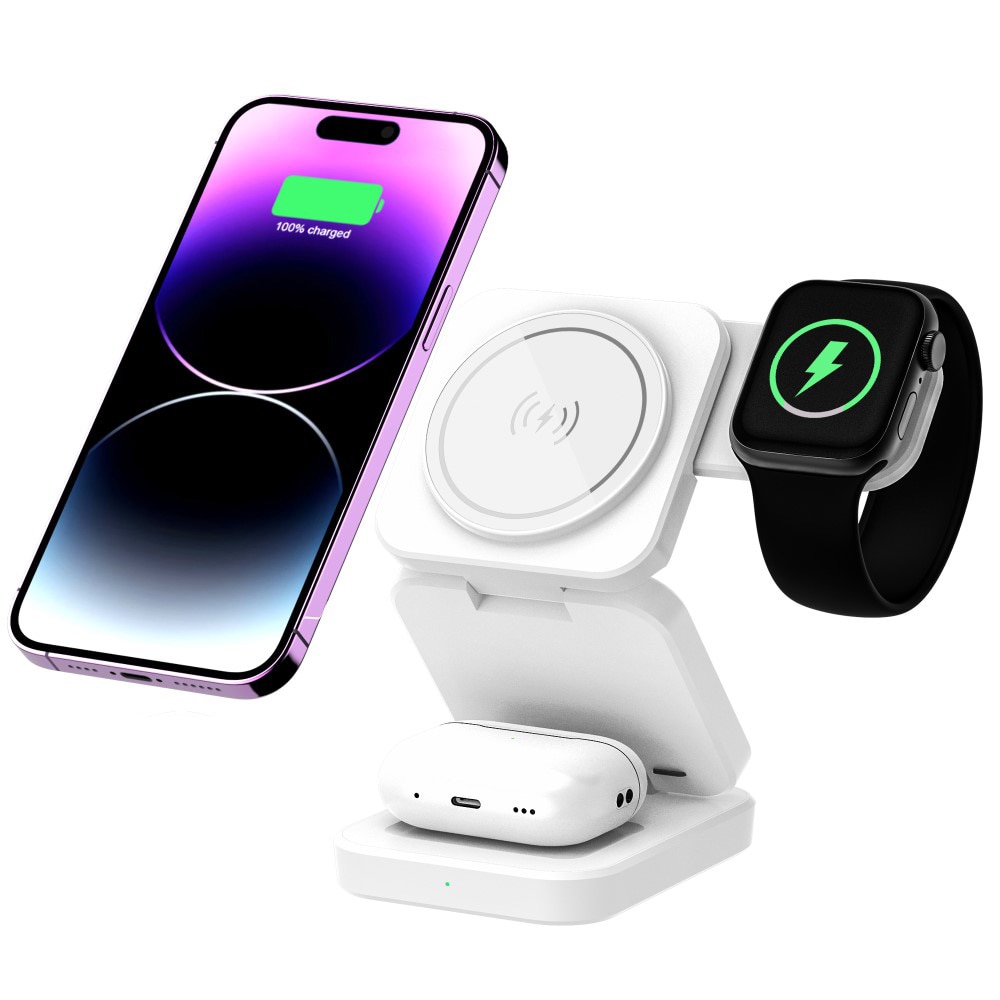 Cargador Inalámbrico Plegable 3-en-1 MagSafe blanco