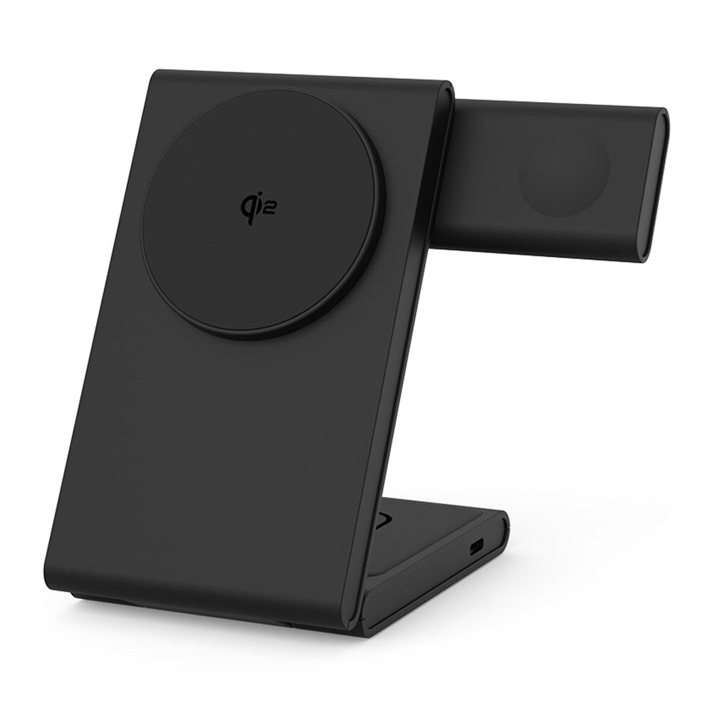 Modern 3-en-1 Qi2 Estación de Carga Magnética Inalámbrica Plegable negro