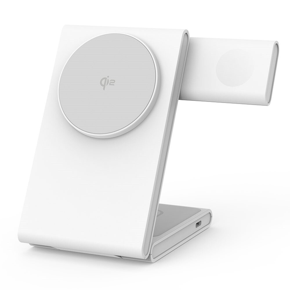Modern 3-en-1 Qi2 Estación de Carga Magnética Inalámbrica Plegable blanco
