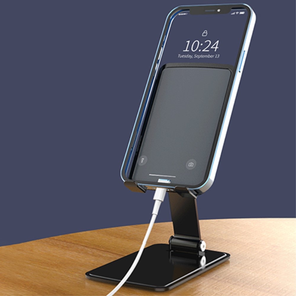 Soporte de mesa plegable para teléfono móvil/tableta, negro