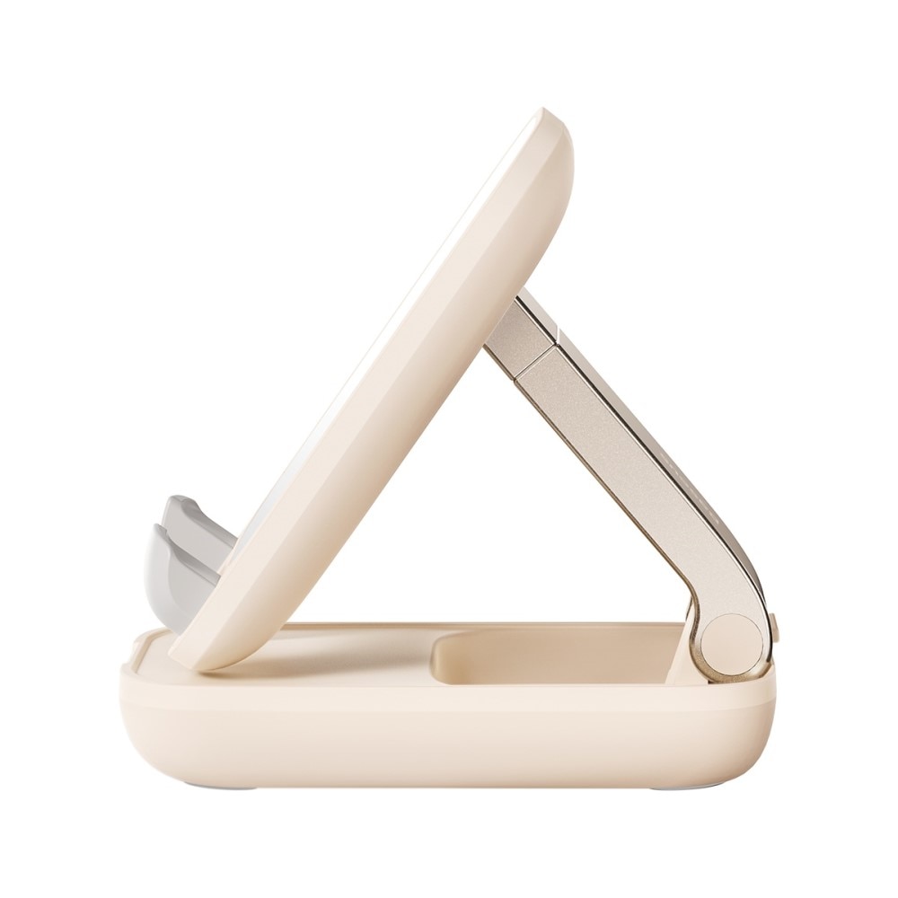 Soporte de mesa plegable con espejo para teléfono móvil, beige