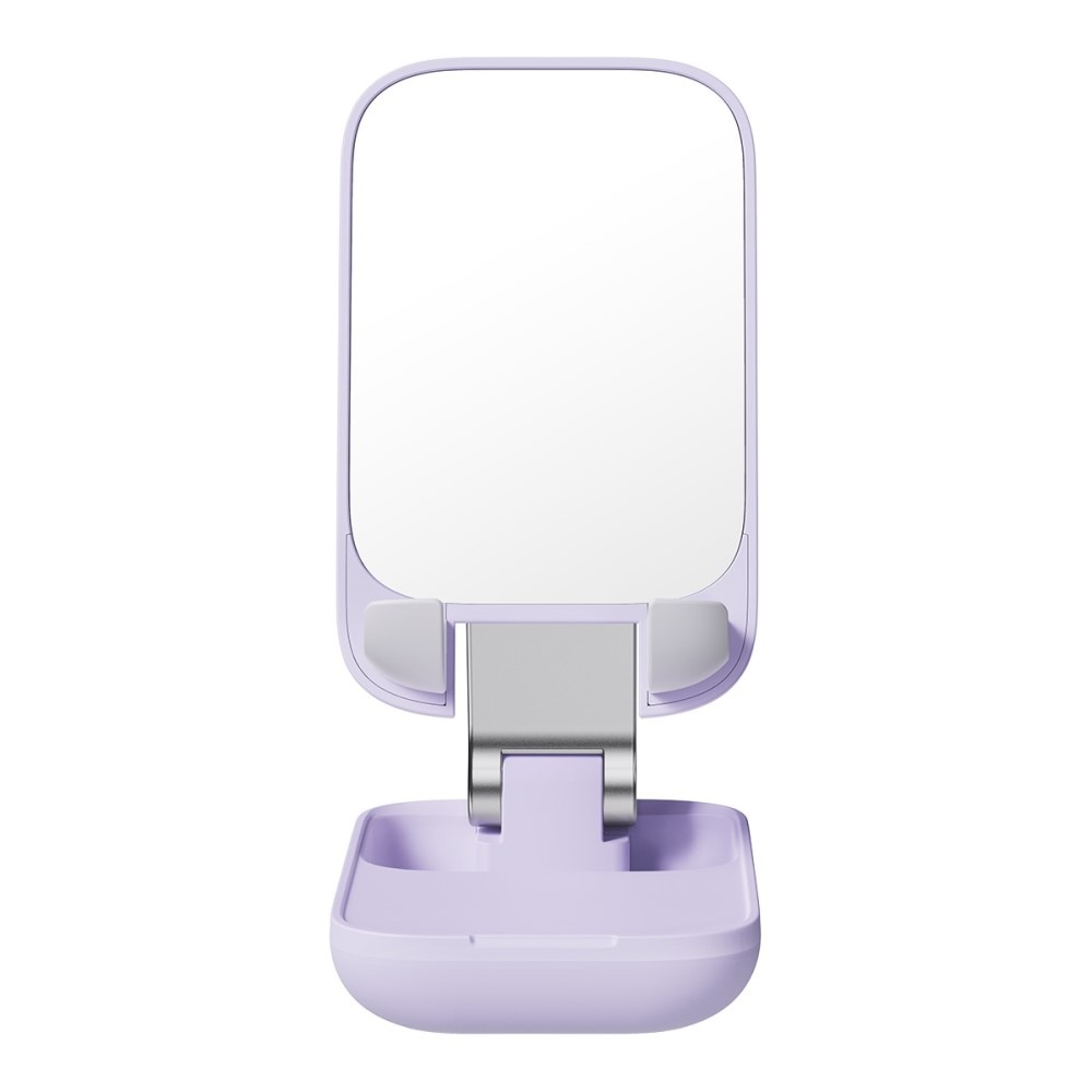 Soporte de mesa plegable con espejo para teléfono móvil, violeta