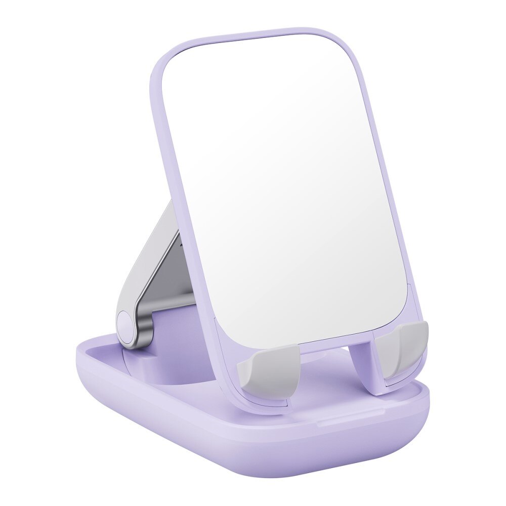 Soporte de mesa plegable con espejo para teléfono móvil, violeta