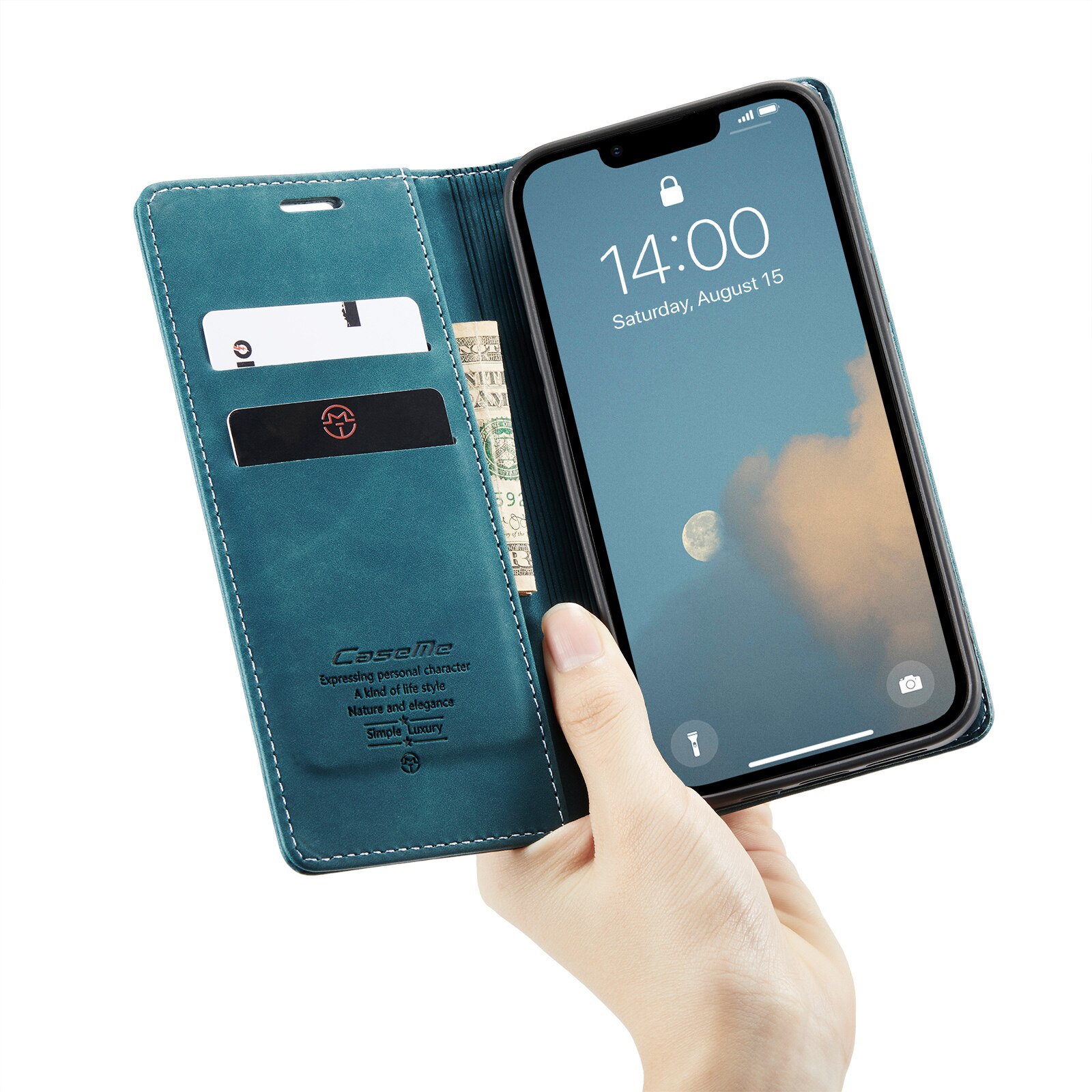 Funda delgada con solapa iPhone 16e Azul