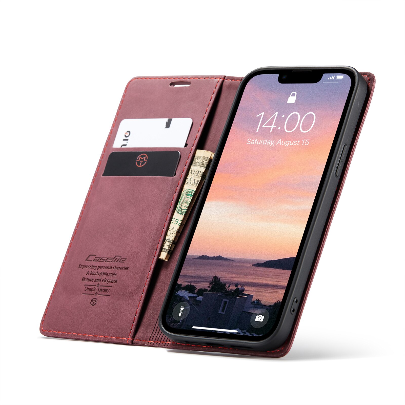 Funda delgada con solapa iPhone 16e Rojo