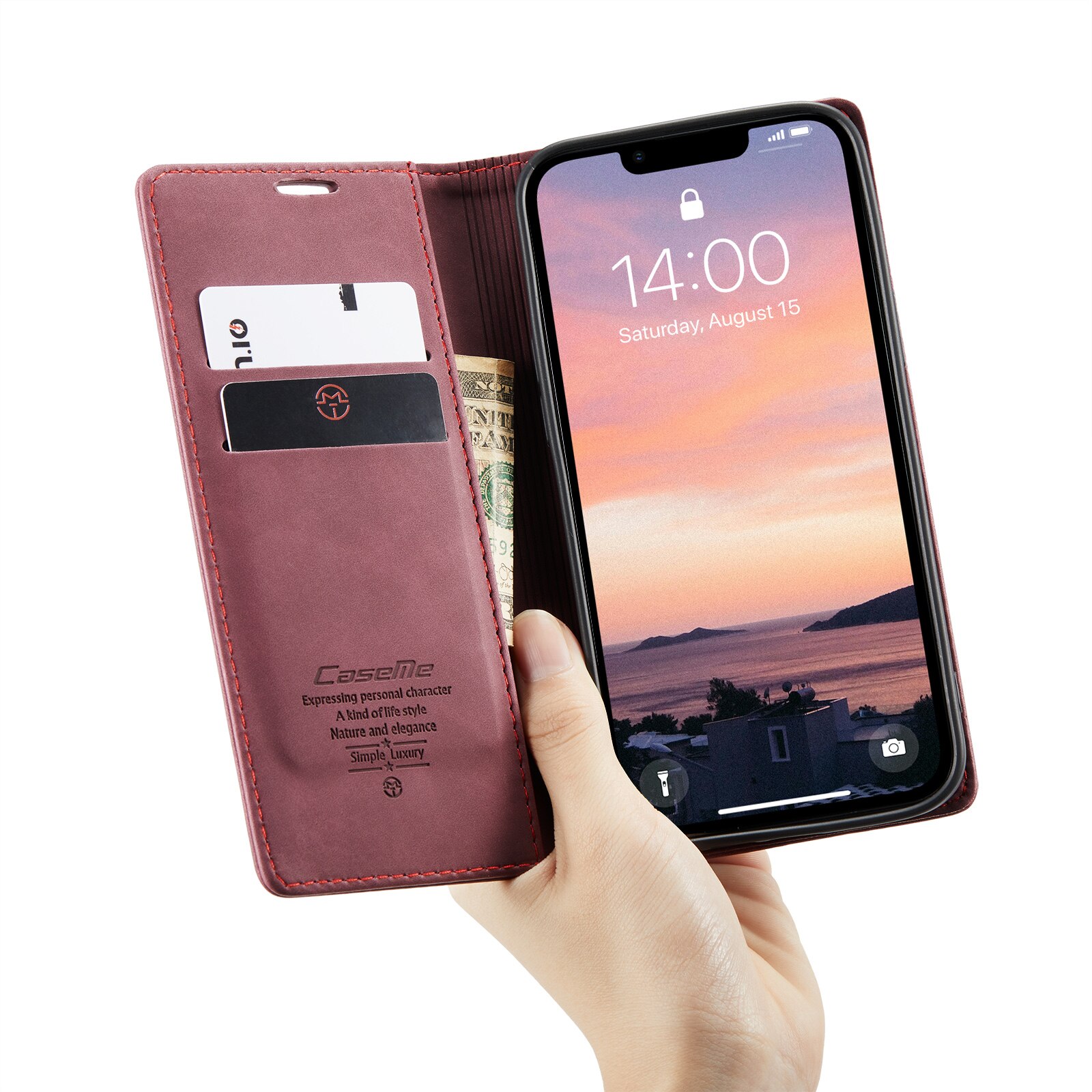 Funda delgada con solapa iPhone 16e Rojo