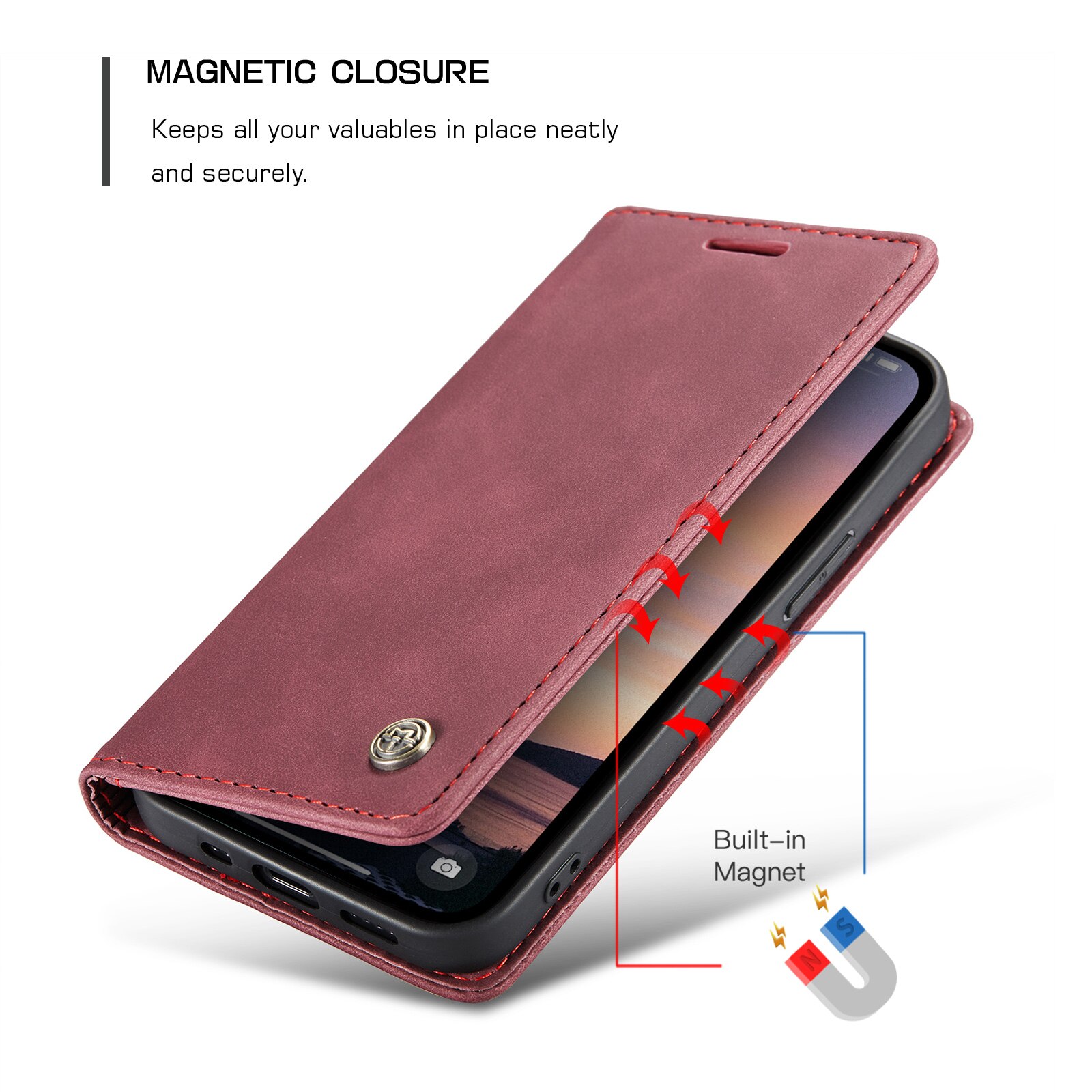 Funda delgada con solapa iPhone 16e Rojo