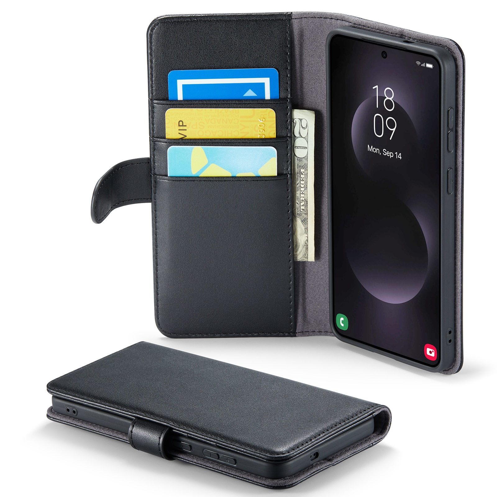 Funda de cuero genuino Samsung Galaxy S25 Edge, Negro