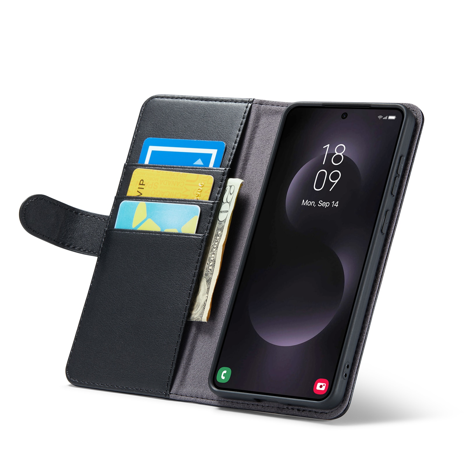 Funda de cuero genuino Samsung Galaxy S25 Edge, Negro