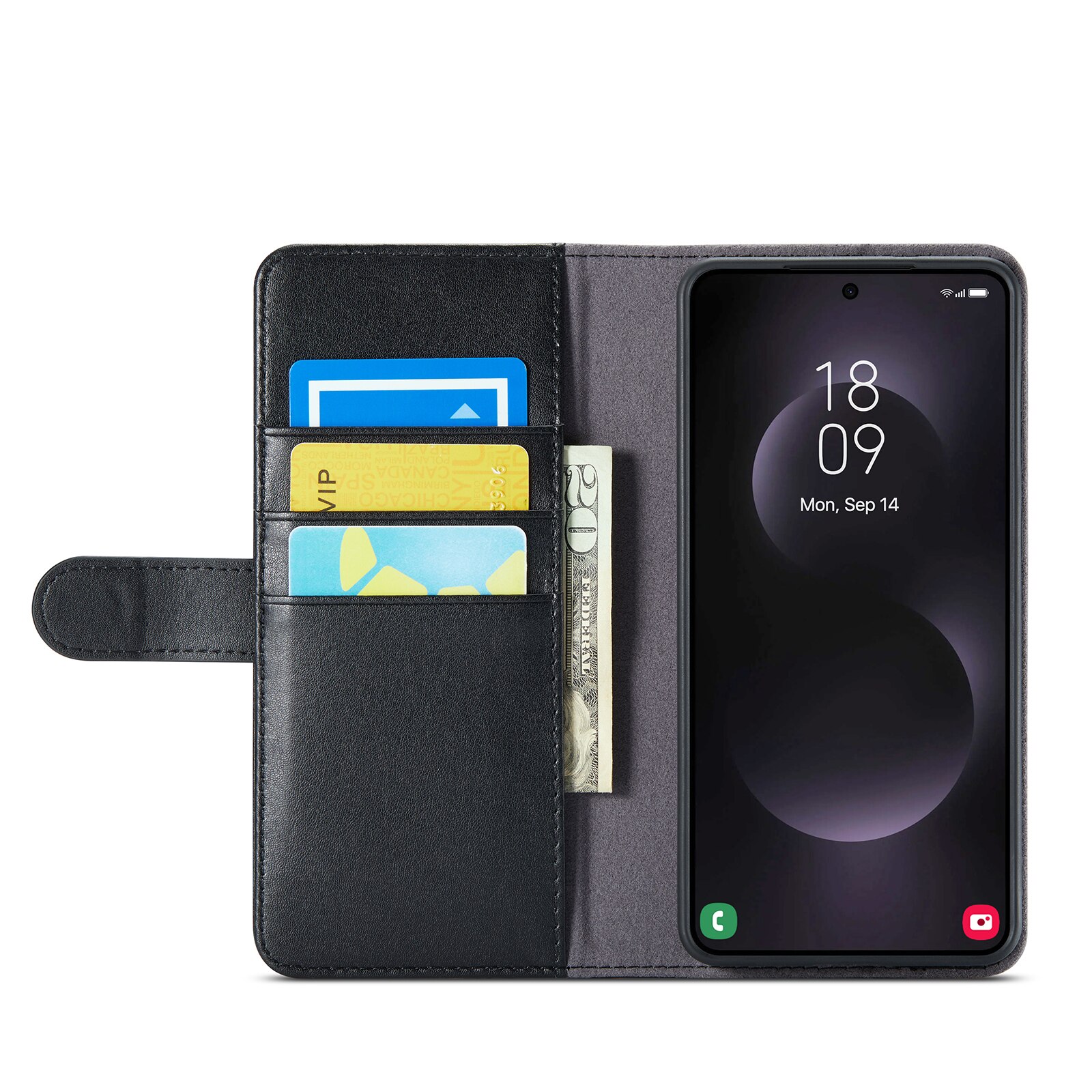 Funda de cuero genuino Samsung Galaxy S25 Edge, Negro
