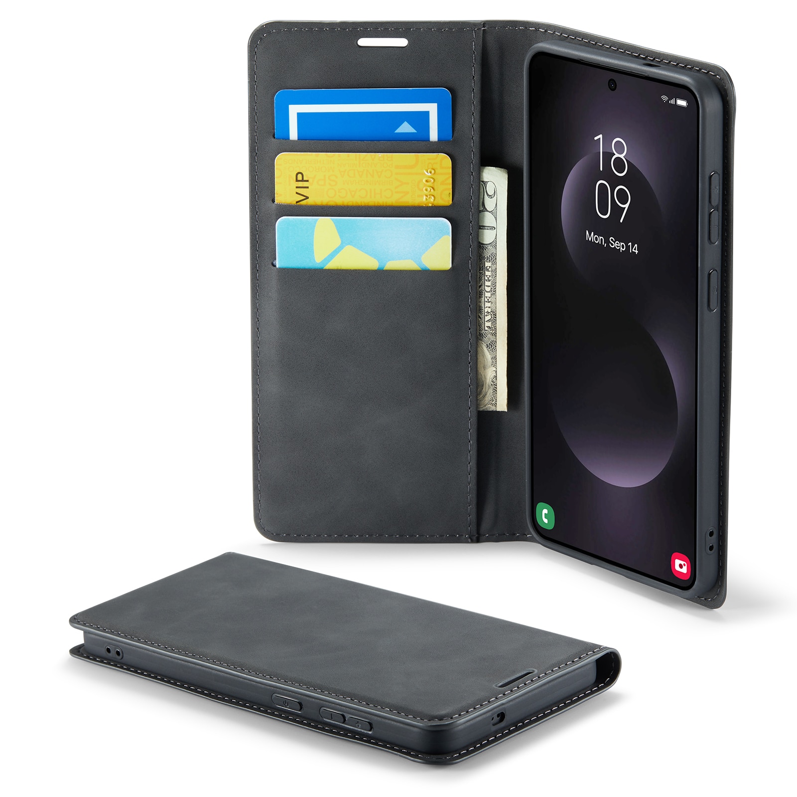 Funda delgada cartera Samsung Galaxy S25 Edge Negro