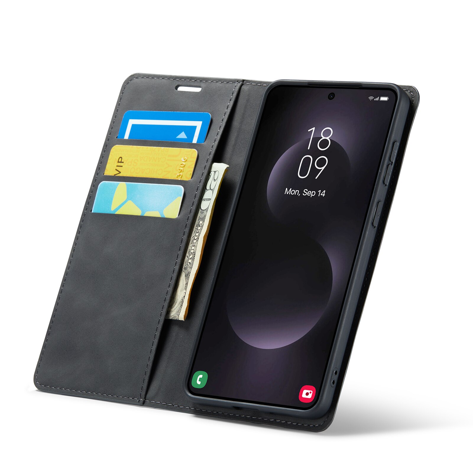 Funda delgada cartera Samsung Galaxy S25 Edge Negro