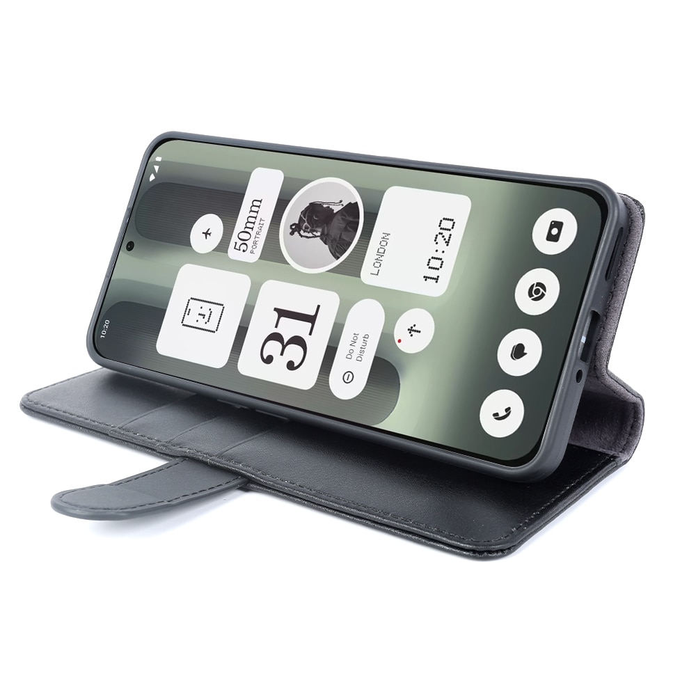 Funda de cuero genuino Nothing Phone 3a, Negro