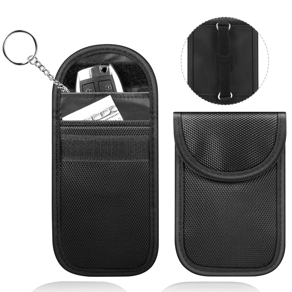 Funda para llave de coche con protección RFID y soporte cinturón, estilo fibra de carbon